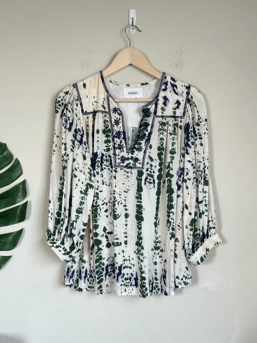 BA&SH Idris Abstract Tie Dye Print Blouse - Picture 3 of 16